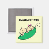 Grootmoeder van Twins Tshirts en cadeautjes Magneet (Voorkant / Achterkant)
