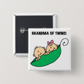 Grootmoeder van Twins Tshirts en cadeautjes Vierkante Button 5,1 Cm (Voorkant /achterkant)