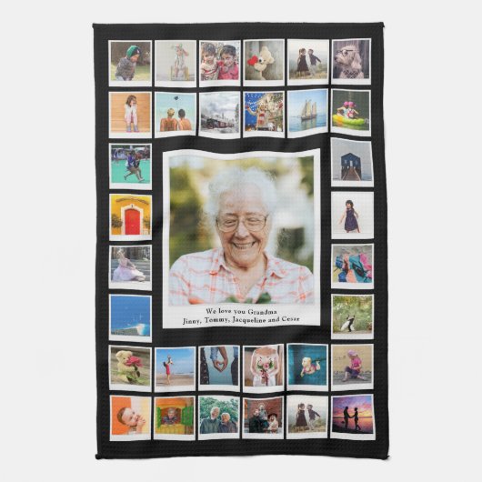 Grootmoeder Verjaardag Familiefoto Theedoek (Verticaal)