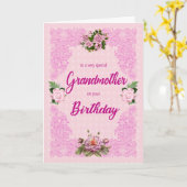 Grootmoeder verjaardag met roze rozen kaart (Gele Bloem)