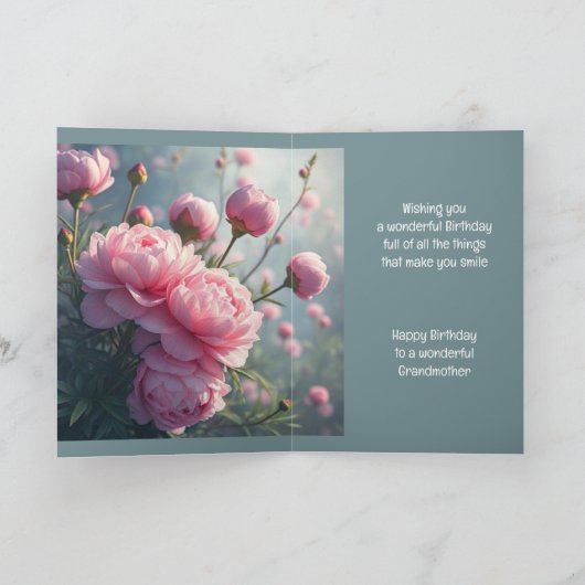 Grootmoeder Verjaardag Peony Garden Flower Kaart (Binnen)