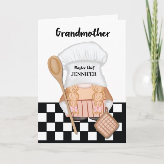 Grootmoeder Verjaardag Whimsical Gnome Chef Cookin Kaart (Voorkant)