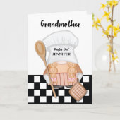 Grootmoeder Verjaardag Whimsical Gnome Chef Cookin Kaart (Gele Bloem)
