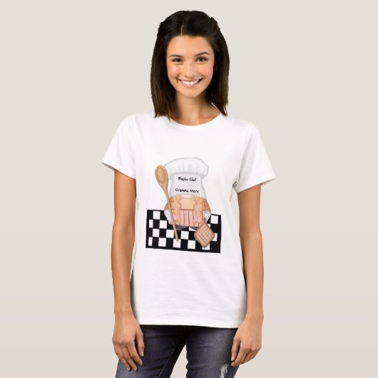 Grootmoeder Verjaardag Whimsical Gnome Chef Cookin T-shirt (Voorkant volledig)