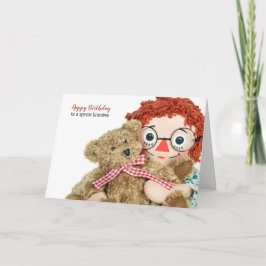 grootmoeder verjaardagscadepop met teddy kaart