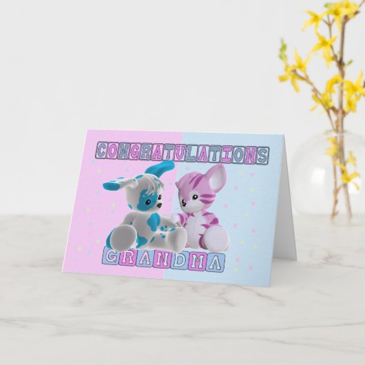 Grootmoeder voor tweeling gefeliciteerd kaart (Gele Bloem)