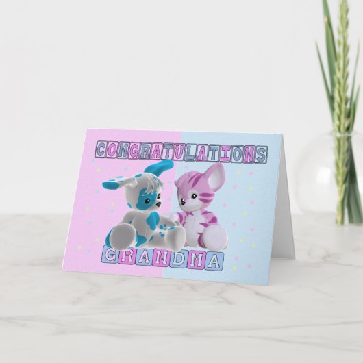 Grootmoeder voor tweeling gefeliciteerd kaart (Voorkant)