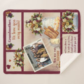 Grootmoeder We houden van je Foto Herfst Floral |  Sherpa Deken (Voorkant (horizontaal))