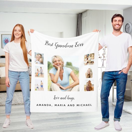 Grootmoeder witte zwarte foto collage kleinkindere fleece deken