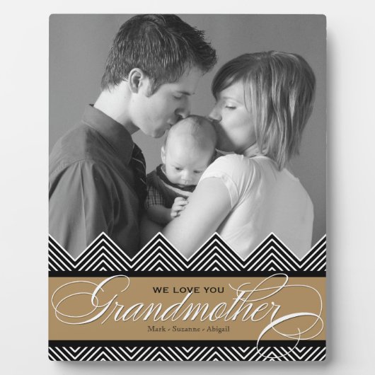 Grootmoeder Zig Zag Chevron Modern Gepersonaliseer Fotoplaat (Voorkant)