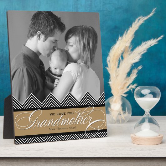 Grootmoeder Zig Zag Chevron Modern Gepersonaliseer Fotoplaat (Zijkant)
