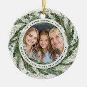 Grootmoederblad met kerstelegant keramisch ornament (Voorkant)