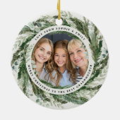 Grootmoederblad met kerstelegant keramisch ornament (Achterkant)