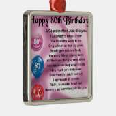 Grootmoedergedicht - 80ste verjaardag metalen ornament (Rechts)