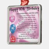 Grootmoedergedicht - 80ste verjaardag metalen ornament (Links)