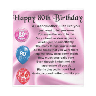 Grootmoedergedicht - 80ste verjaardag notitieblok