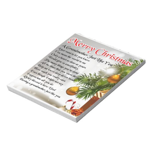 Grootmoedergedicht - kerstontwerp notitieblok (Linkerzijde)