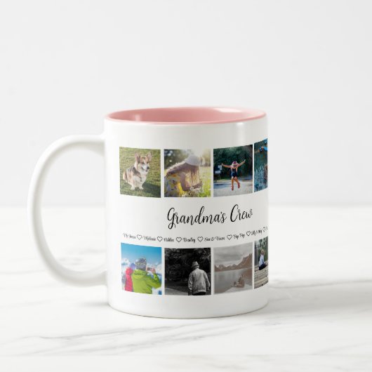 Grootmoeders Crew Custom 8 Photo Grid Tweekleurige Koffiemok (Links)