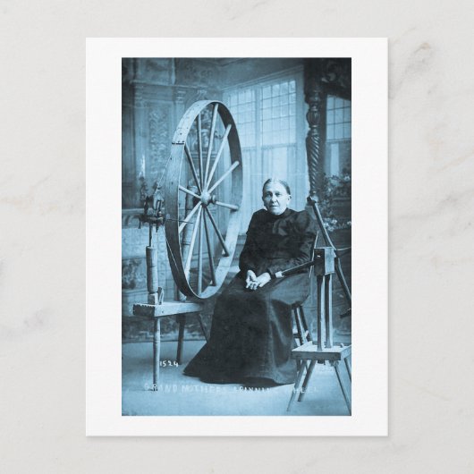 Grootmoeders draaiende wiel Louis Pesha Briefkaart (Voorkant)