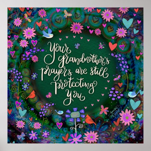 Grootmoeders gebedscitaat Bloemen  Inspirerend Poster (Voorkant)