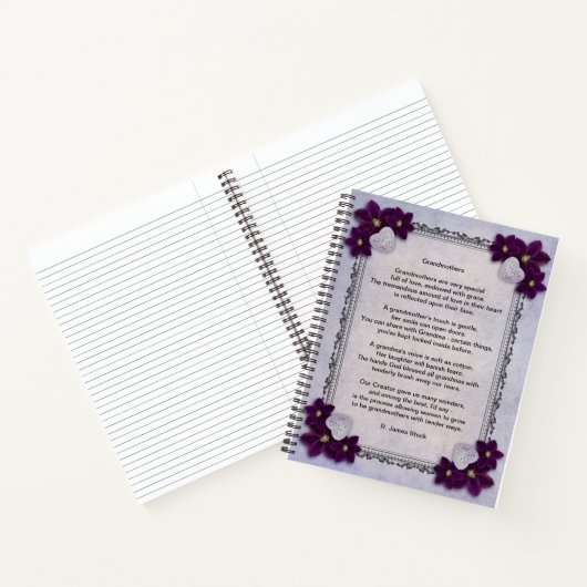 "Grootmoeders" gedicht op een lavendel bloemetjes Notitieboek (Binnen)
