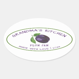 Grootmoeders Keuken Met Liefde Gemaakte Pruimenjam Ovale Sticker