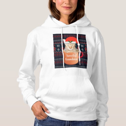 Grootmoeders naam kerstcadeautje aanpassen hoodie (Voorkant)