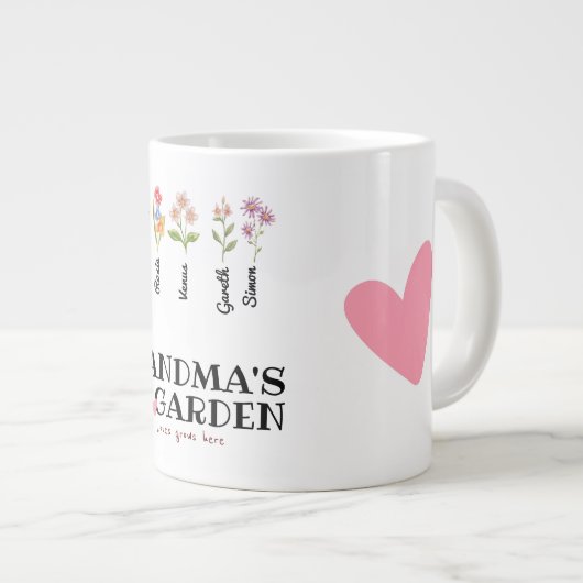 Grootmoeders tuin gepersonaliseerd grootmoeder Gif Grote Koffiekop (Voorkant rechts)