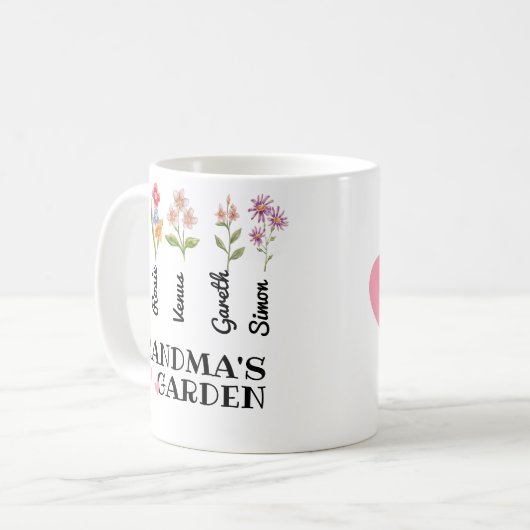 Grootmoeders tuin gepersonaliseerde grootmoeder ca koffiemok (Voorkant links)