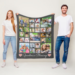 Grootmoeders zegeningen 27 Foto Collage Aangepaste Fleece Deken