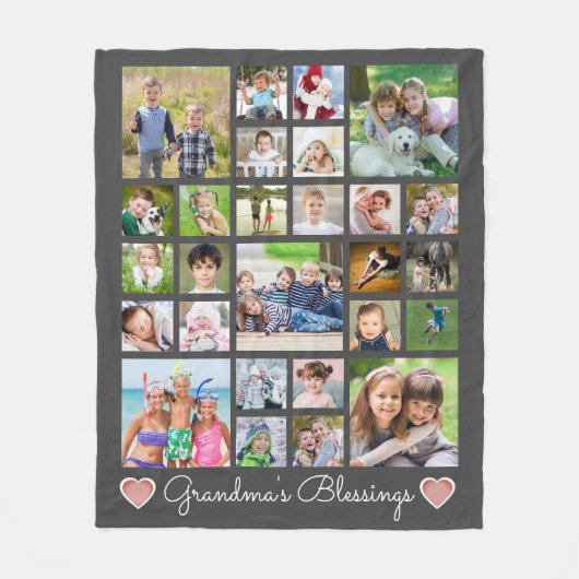 Grootmoeders zegeningen 27 Foto Collage Aangepaste Fleece Deken (Voorkant)