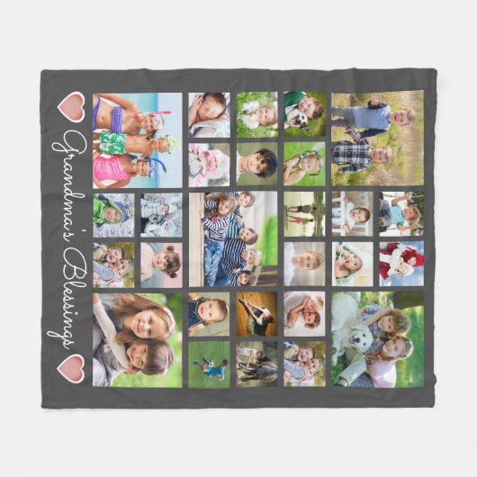 Grootmoeders zegeningen 27 Foto Collage Aangepaste Fleece Deken (Voorkant (Horizontaal))