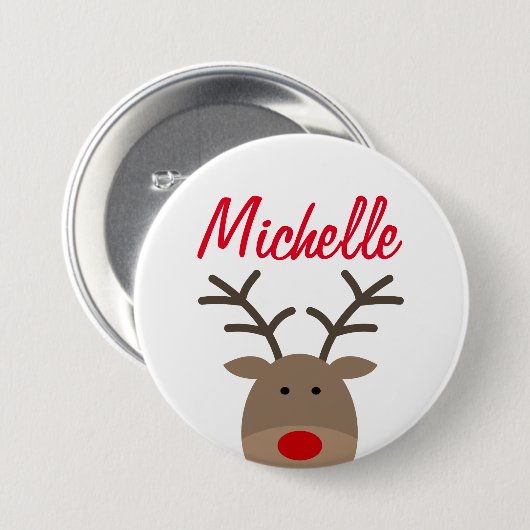 Grootnaamrendierknoppen voor kerstfeest ronde button 7,6 cm (Voorkant /achterkant)