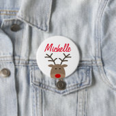 Grootnaamrendierknoppen voor kerstfeest ronde button 7,6 cm (In situ)