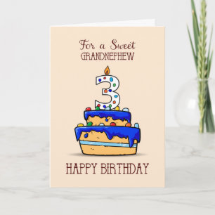 Grootneef 3e verjaardag, 3 op Sweet Blue Cake Kaart