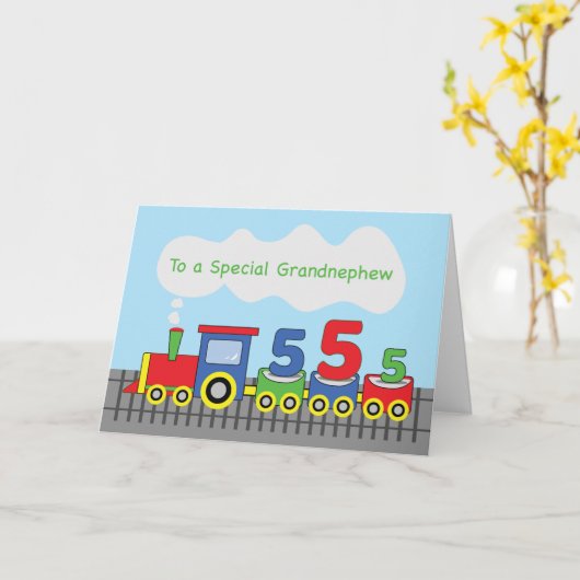 Grootneef 5e Verjaardag Kleurrijke Trein op Track Kaart (Gele Bloem)