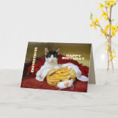 Grootneef Happy Birthday Kitten met Speelgoed Tijg Kaart (Gele Bloem)