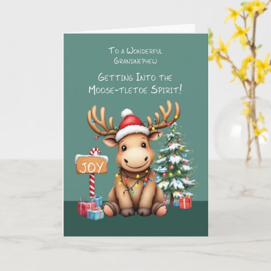 Grootneef Schattig Funny Moose Kerst Kaart (Gele Bloem)