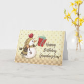 Grootneefje Birthday Bird op Snowman Cadeau Kaart (Gele Bloem)