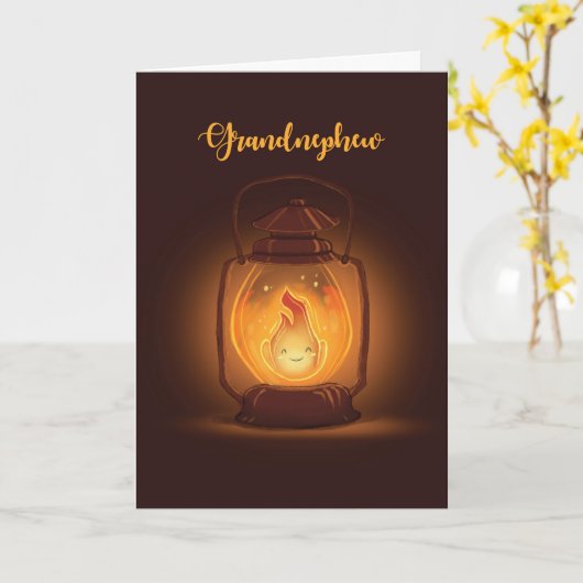 Grootneefje denken aan je in Camp met Lantern Kaart (Gele Bloem)