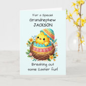 Grootneefje Paaskuiken Breaking Shell Kaart (Gele Bloem)