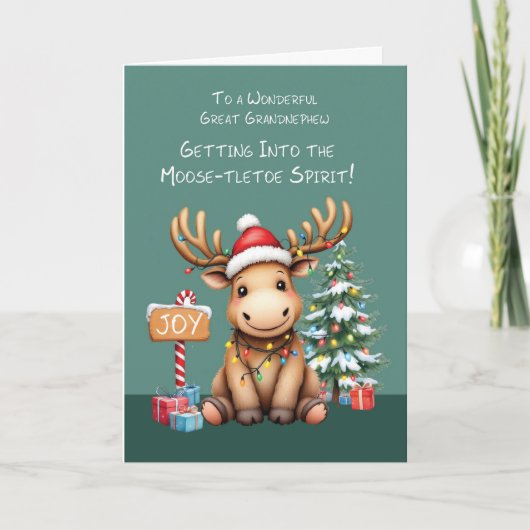 Grootneefje Schattig Funny Moose Kerst Kaart (Voorkant)
