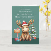 Grootneefje Schattig Funny Moose Kerst Kaart (Gele Bloem)
