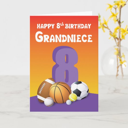 Grootnicht 8e verjaardag van de zondendag kaart (Gele Bloem)