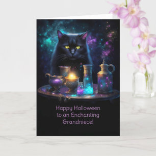Grootnichtje Happy Halloween met zwarte kat Kaart