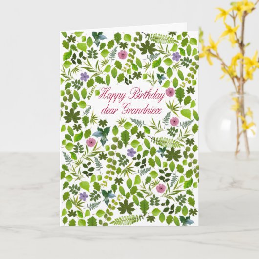 Grootnichtje Verjaardag Verspreide Bladeren Kaart (Gele Bloem)