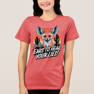 Grootoor Fennek Vos Woestijn Humor Tri-Blend Shirt