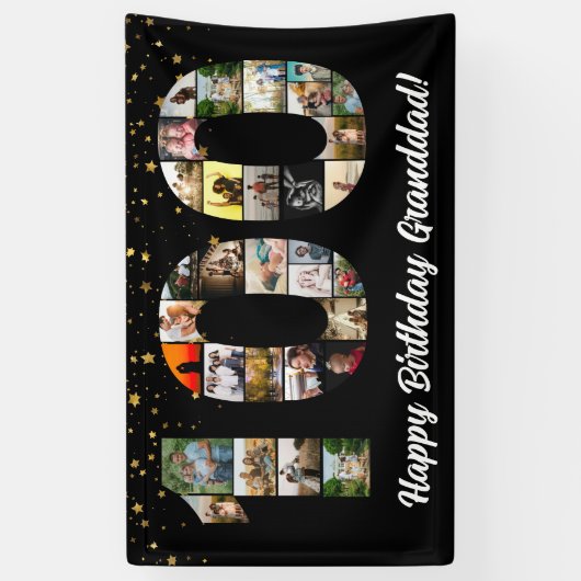 grootouder 100e verjaardag Foto Collage honderdste Spandoek (Verticaal)