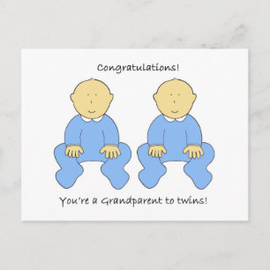 Grootouder aan Twin Boys Gefeliciteerd Briefkaart