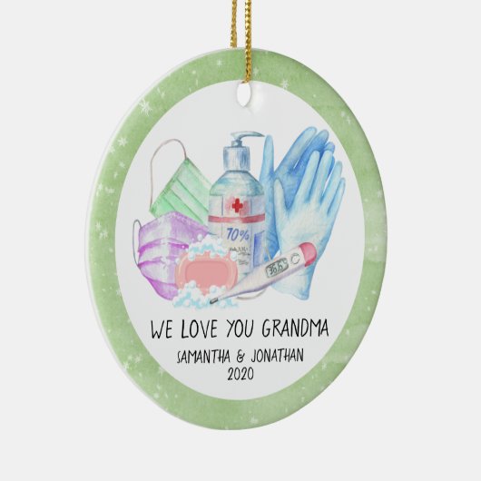 Grootouder Aangepaste namen 2020 Covid Chritsmas Keramisch Ornament (Rechts)
